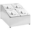 vidaXL R&eacute;cipient Gastronorm avec 4 bacs GN 1/6 Acier inoxydable