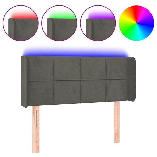 vidaXL T&ecirc;te de lit &agrave; LED Gris fonc&eacute; 103x16x78/88 cm Velours