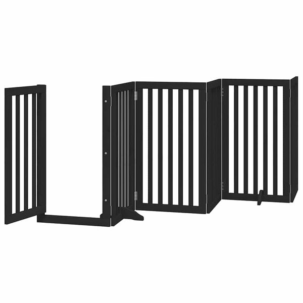 vidaXL Barri&egrave;re pour chien porte pliable 15panneaux noir bois peuplier