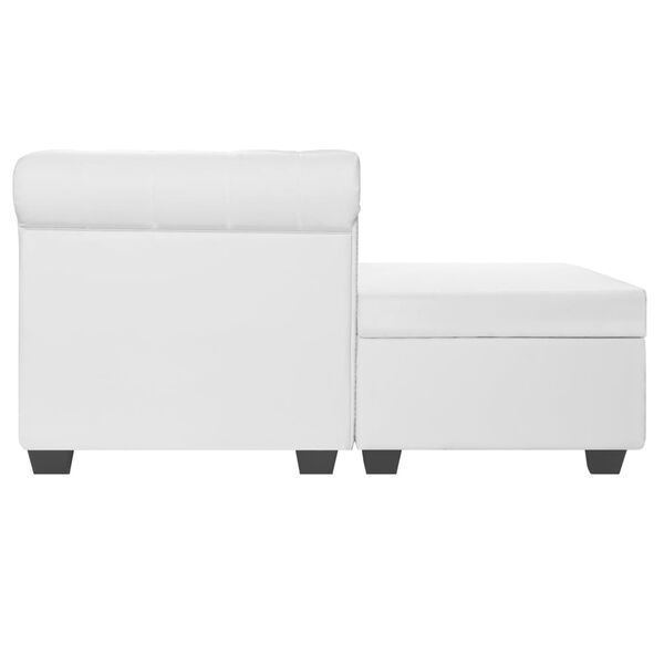 vidaXL Canap&eacute; Chesterfield en forme de L cuir synth&eacute;tique blanc