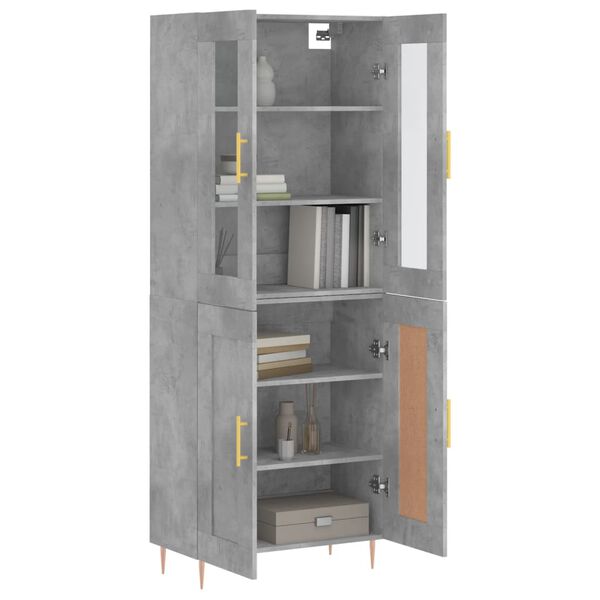 vidaXL Buffet haut Gris b&eacute;ton 69,5x34x180 cm Bois d'ing&eacute;nierie