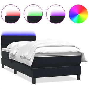 vidaXL Sommier &agrave; lattes de lit avec matelas et LED noir 80x220 cm velours