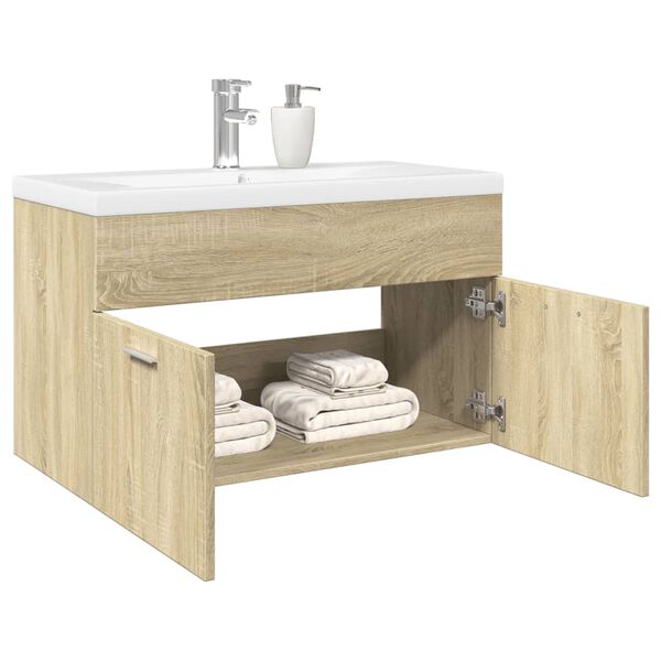 vidaXL Armoire lavabo de salle de bain et bassin int&eacute;gr&eacute; ch&ecirc;ne sonoma