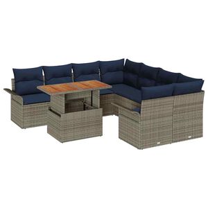vidaXL Ensemble de canap&eacute; de jardin 9 pcs Gris Poly rotin
