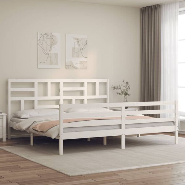 vidaXL Cadre de lit sans matelas blanc bois massif