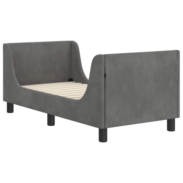 vidaXL Cadre de lit pour tout-petit avec tête de lit Gris foncé