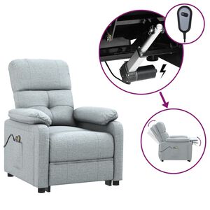 vidaXL Fauteuil &eacute;lectrique de massage Gris clair Tissu