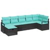 vidaXL Ensemble de Canap&eacute;s 7 pcs Noir et turquoise polyrotin