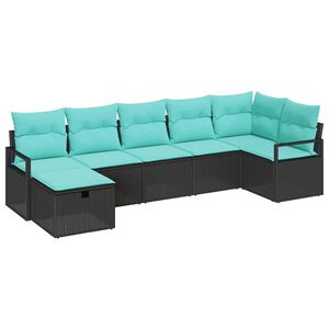 vidaXL Ensemble de Canap&eacute;s 7 pc 7-Nombre de places Noir et turquoise