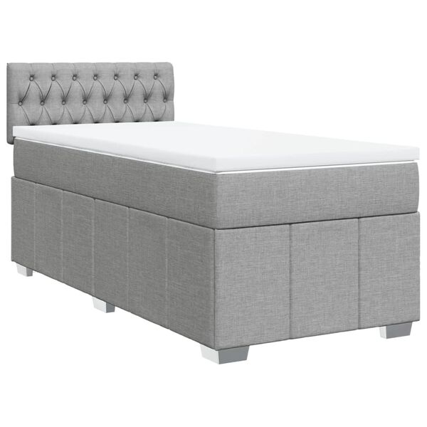 vidaXL Sommier &agrave; lattes de lit avec matelas gris clair 80x200 cm tissu