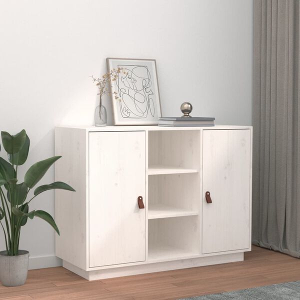 vidaXL Buffet Blanc 100x40x75 cm Bois massif de pin