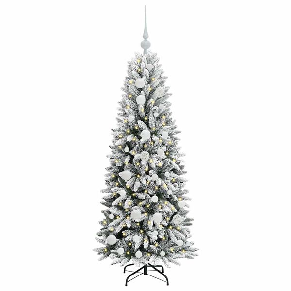 vidaXL Sapin de No&euml;l artificiel avec 150 LED avec support Blanc 120 cm