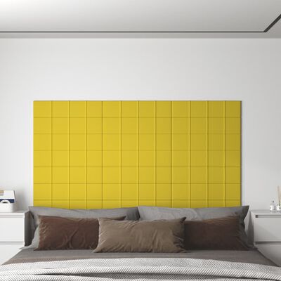 vidaXL Panneaux muraux 12 pcs Jaune clair 60x15 cm Tissu 1,08 m²