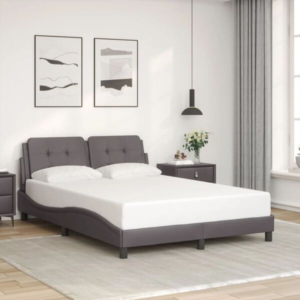 vidaXL Cadre de lit avec LED sans matelas Zadar gris 140x190 cm
