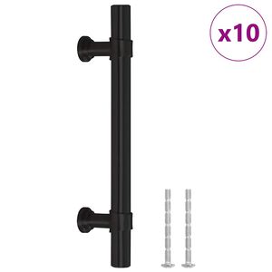 vidaXL Poign&eacute;es d'armoire 10 pcs noir 96 mm acier inoxydable