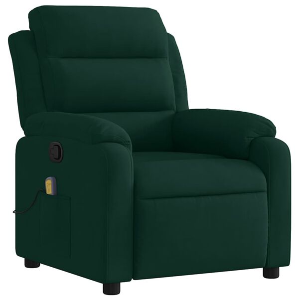 vidaXL Fauteuil inclinable de massage vert foncé velours