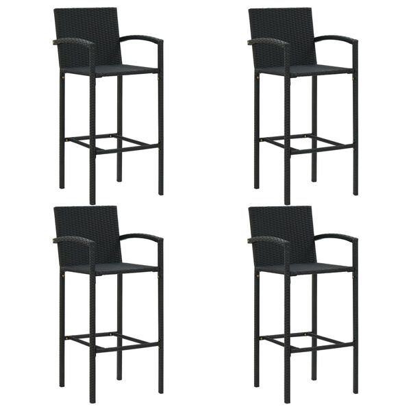 vidaXL Ensemble de bar d'extérieur 5 pcs accoudoir Résine tressée Noir