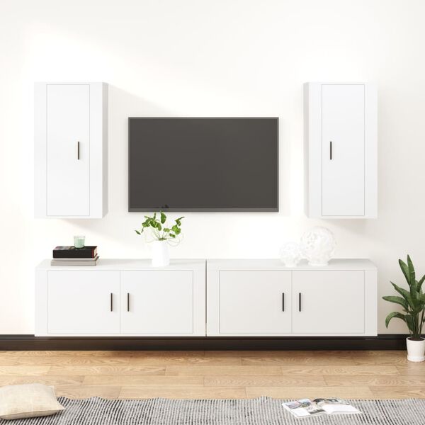 vidaXL Ensemble de meubles TV 4 pcs Blanc Bois d'ing&eacute;nierie