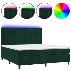 vidaXL Sommier &agrave; lattes de lit matelas et LED Vert fonc&eacute; 180x200 cm