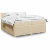 vidaXL Sommier &agrave; lattes de lit avec matelas Cr&egrave;me 200x200 cm Tissu