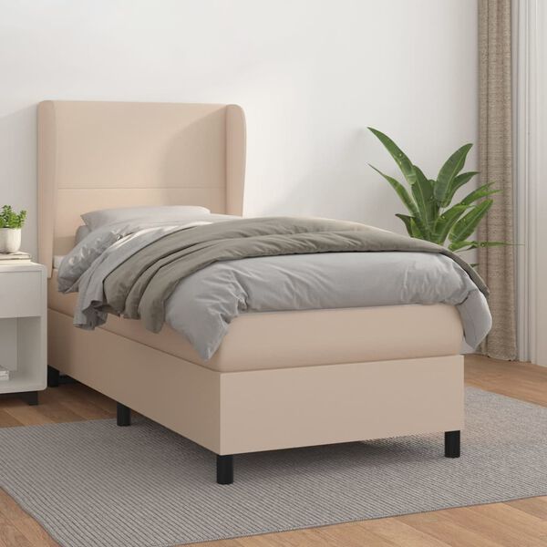 vidaXL Sommier &agrave; lattes de lit avec matelas Cappuccino 100x200 cm