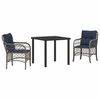 vidaXL Ensemble de salle &agrave; manger pour jardin 3 pc Gris et Noir Rotin