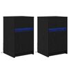 vidaXL Armoire de chevet LED 2 pc Ch&ecirc;ne noir 38 x 34 x 61 cm