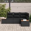 vidaXL Ensemble de canap&eacute; de jardin avec coussin 4 pcs Noir Polyrotin