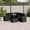 vidaXL Salon de jardin 6 pcs avec coussins noir r&eacute;sine tress&eacute;e