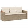 vidaXL Salon de jardin avec coussins 3 pcs beige r&eacute;sine tress&eacute;e