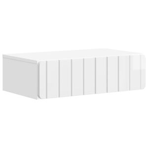 vidaXL Table d'appoint murale Blanc brillant 59 x 34,5 x 17 cm