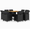 vidaXL Ensemble &agrave; manger de jardin coussins 9pcs R&eacute;sine tress&eacute;e Noir