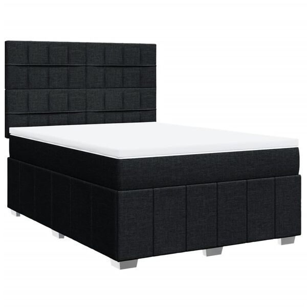 vidaXL Sommier &agrave; lattes de lit avec matelas Noir 160x200 cm Tissu