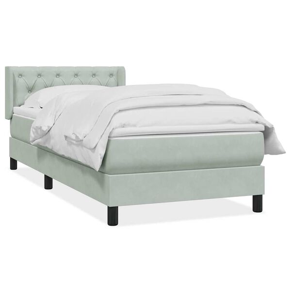 vidaXL Sommier &agrave; lattes de lit et matelas gris clair 80x220 cm velours