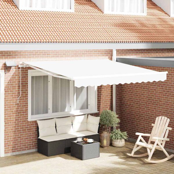 vidaXL Auvent R&eacute;tractable Blanc 350 x 250 cm Tissu et acier