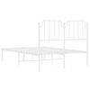 vidaXL Cadre de lit m&eacute;tal sans matelas et t&ecirc;te de lit blanc 120x190 cm