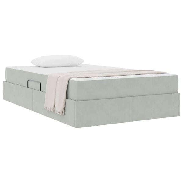 vidaXL Lit avec rangement et matelas Gris clair 120 x 190 cm Velours