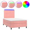 vidaXL Sommier &agrave; lattes de lit avec matelas LED Rose 120x200cm Velours