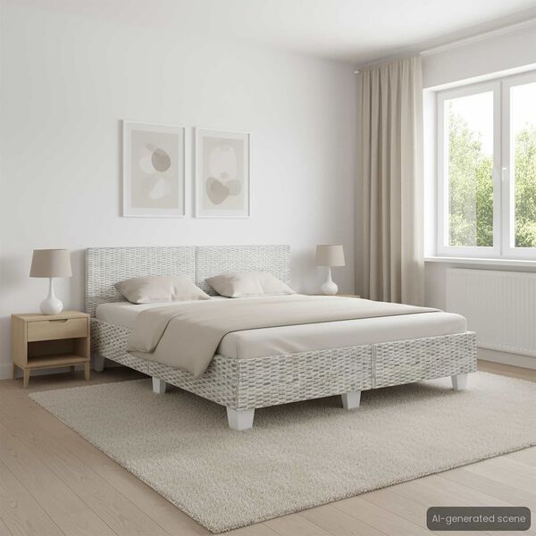 vidaXL Cadre de lit sans matelas Gris Rotin naturel 180x200 cm
