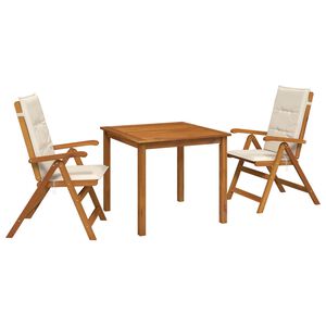 vidaXL Ensemble de salle &agrave; manger de jardin 3 pi&egrave;ces Naturel