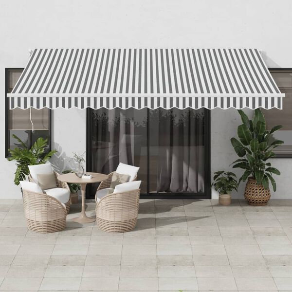vidaXL Auvent rétractable automatique anthracite et blanc 450x350 cm