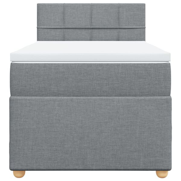 vidaXL Sommier &agrave; lattes de lit et matelas Gris clair 90x190 cm Tissu