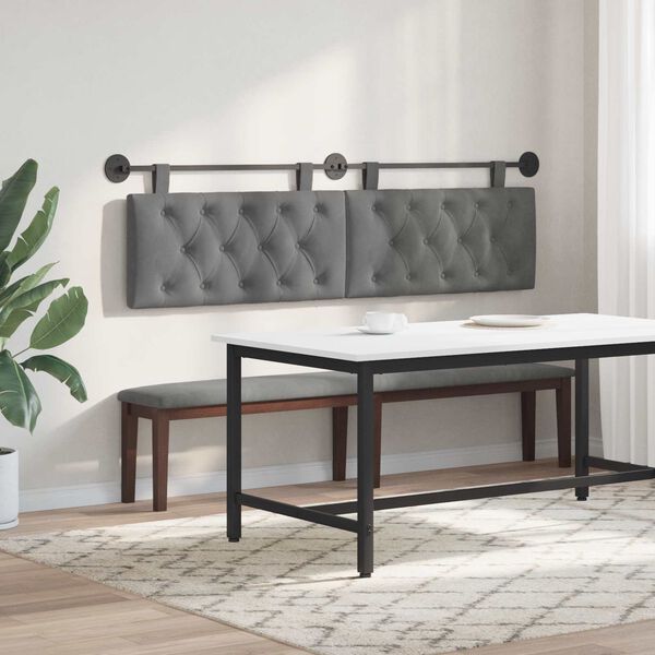 vidaXL T&ecirc;te de lit suspendue Gris fonc&eacute; 170 x 55 x 7 cm Velours