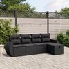 vidaXL Salon de jardin 5 pcs avec coussins noir r&eacute;sine tress&eacute;e
