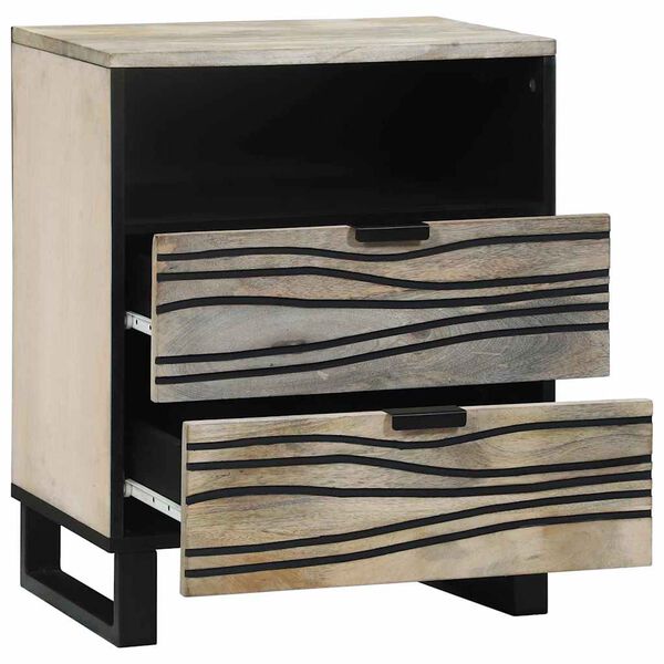 vidaXL Cabinet de chevet avec tiroir Blanc et Noir 50 x 33 x 62 cm