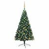 vidaXL Demi-arbre de No&euml;l artificiel pr&eacute;-&eacute;clair&eacute; et boules vert 240 cm