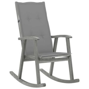 vidaXL Chaise &agrave; bascule avec coussins Gris Bois d'acacia massif