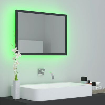 vidaXL Miroir à LED de salle de bain Gris 60x8,5x37 cm Acrylique