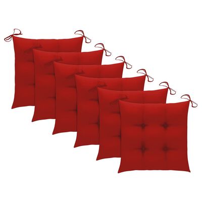 vidaXL Chaises de jardin 6 pcs avec coussins rouge Bois de teck solide