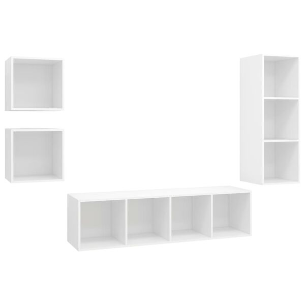 vidaXL Ensemble de meuble TV 4 pcs Blanc Bois d'ingénierie